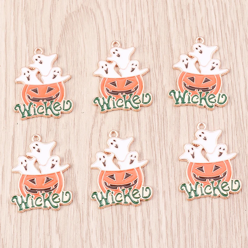 

10pcs Cartoon Ghost Charms Enamel Halloween Wicked Pumpkin Charms Pendants for Jewelry Making DIY Necklaces Earrings Crafts Gift