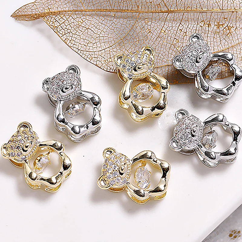 

1Pc Shiny Nail Diamond Bowknot Bear Nail Jewelry DIY Rhinestones Cute Bear Nail Art Decorations Accessories Manicure Gems Parts