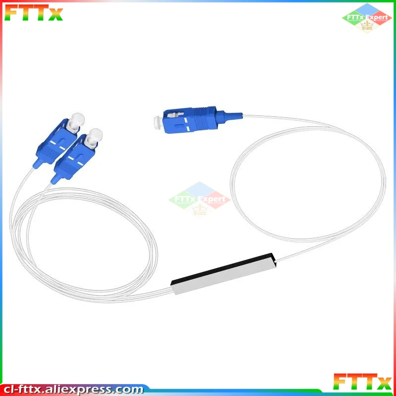 Free Shipping 10 PCS/Lot PLC Splitter 1x2 0.9mm Steel Tube Fiber Optic Mini Blockless 1*2 SC/UPC Connector Fiber Splitter