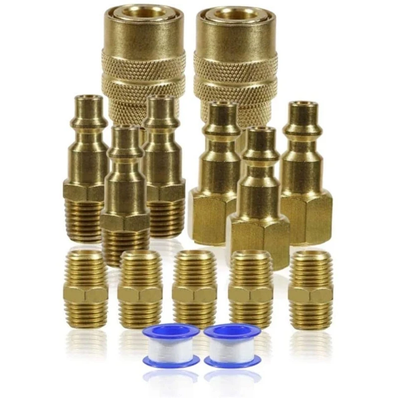 Air Tool Fittings 1/4 Inch NPT Air Compressor Quick Connect Air Fittings 15 Piece Set