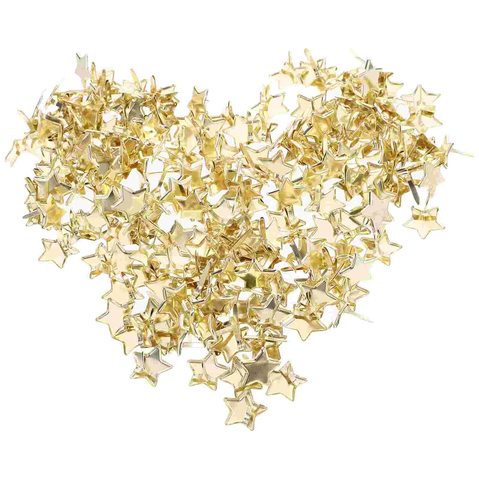 

200pcs 14mm Star Brads Scrapbooking Embellishment Fastener Brads Metal Crafts (Golden)