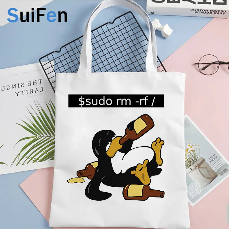 

linux shopping bag canvas jute bag reusable shopping bolsas de tela handbag bag sacola cloth ecobag shoping grab