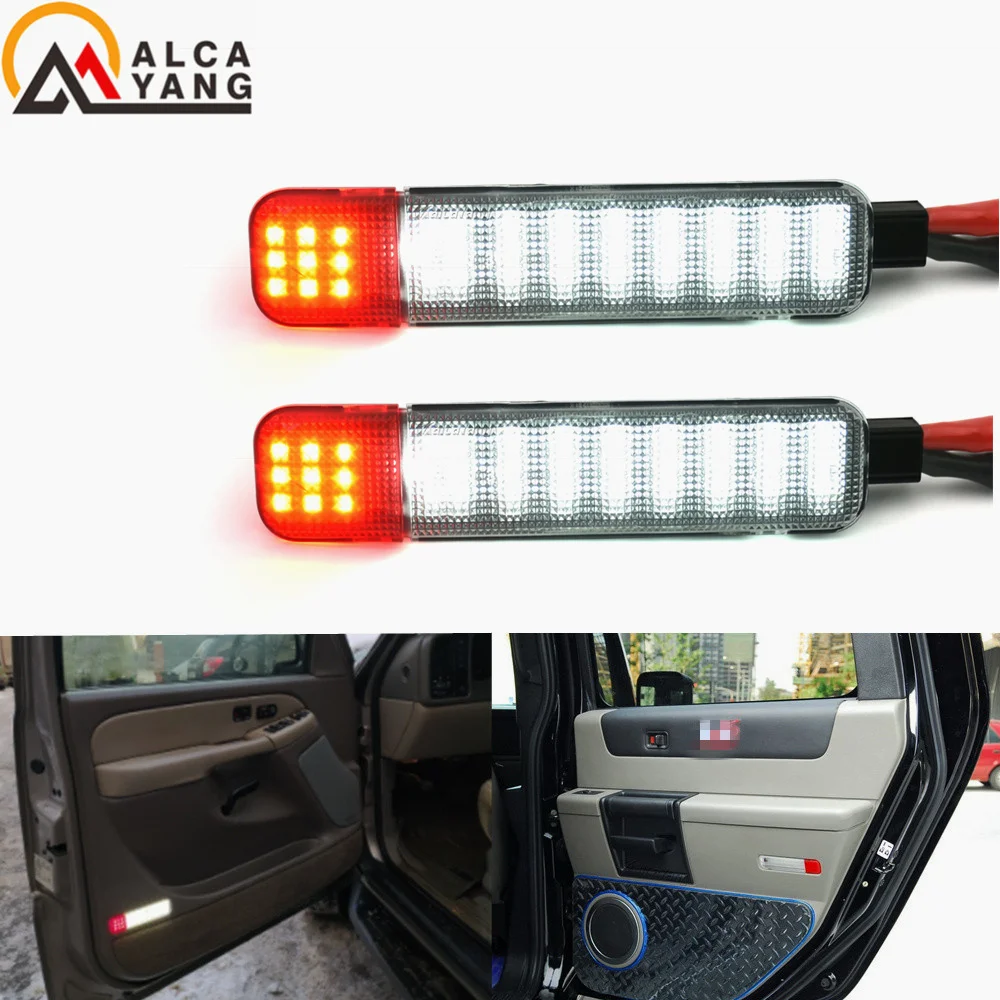 

2Pcs For Chevrolet Escalade Tahoe Suburban Avalanche Silverado GMC Yukon Sierra 1500 Car Door Panel Courtesy LED Light Lamp Luz