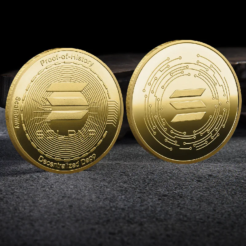 

Монета Solana SOL, золотая, посеребренная монета из физического металла Crypto SOL с пластиковым футляром, памятная монета, художественная коллекция, подарок