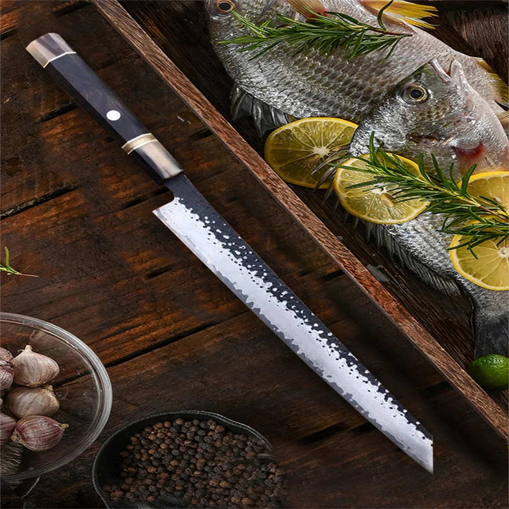 

Нож сашими из дамасской стали 11 дюймов, резак из стали VG10, для суши, Мясницкой, ветчиной, восьмиугольная ручка, ручка ручной работы