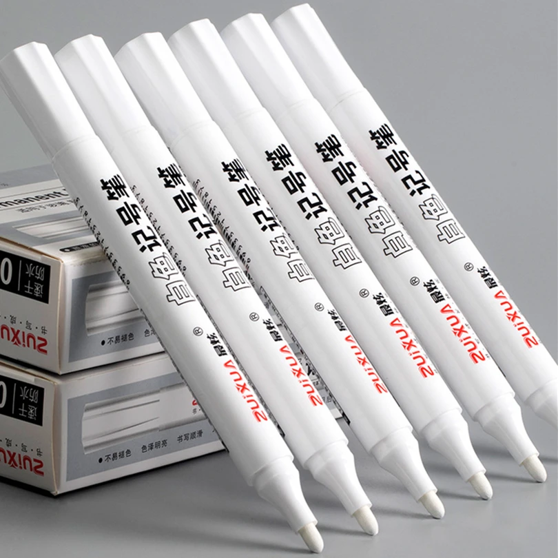 

LE 4 шт. металлическая белая маркерная ручка жирная Водонепроницаемая пластиковая гелевая ручка для письма рисования граффити ручка канцелярский блокнот