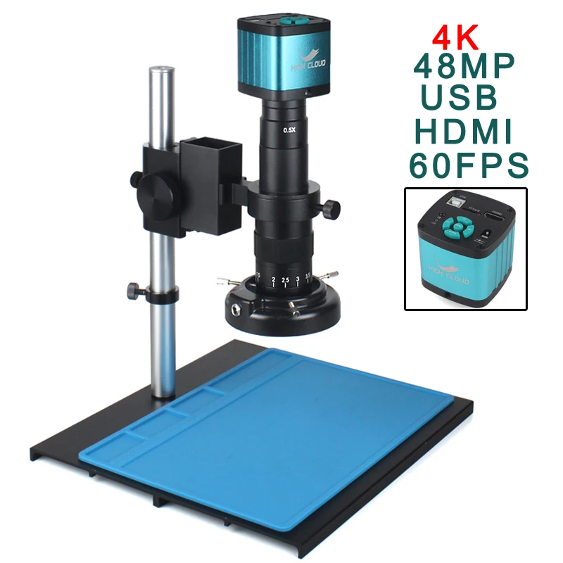 Цифровой видеомикроскоп 48 МП 4K HDMI USB промышленная камера 120X 300X зум C-образное