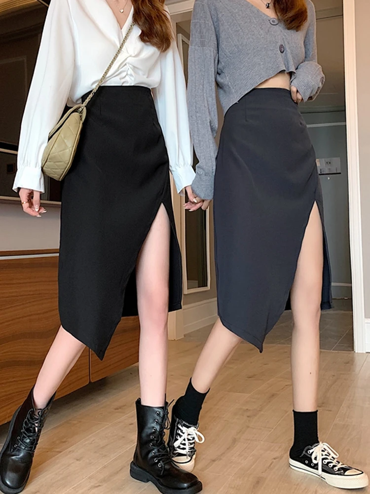 Откровенная открытая юбка новая ассиметричная черная с разрезом Женская