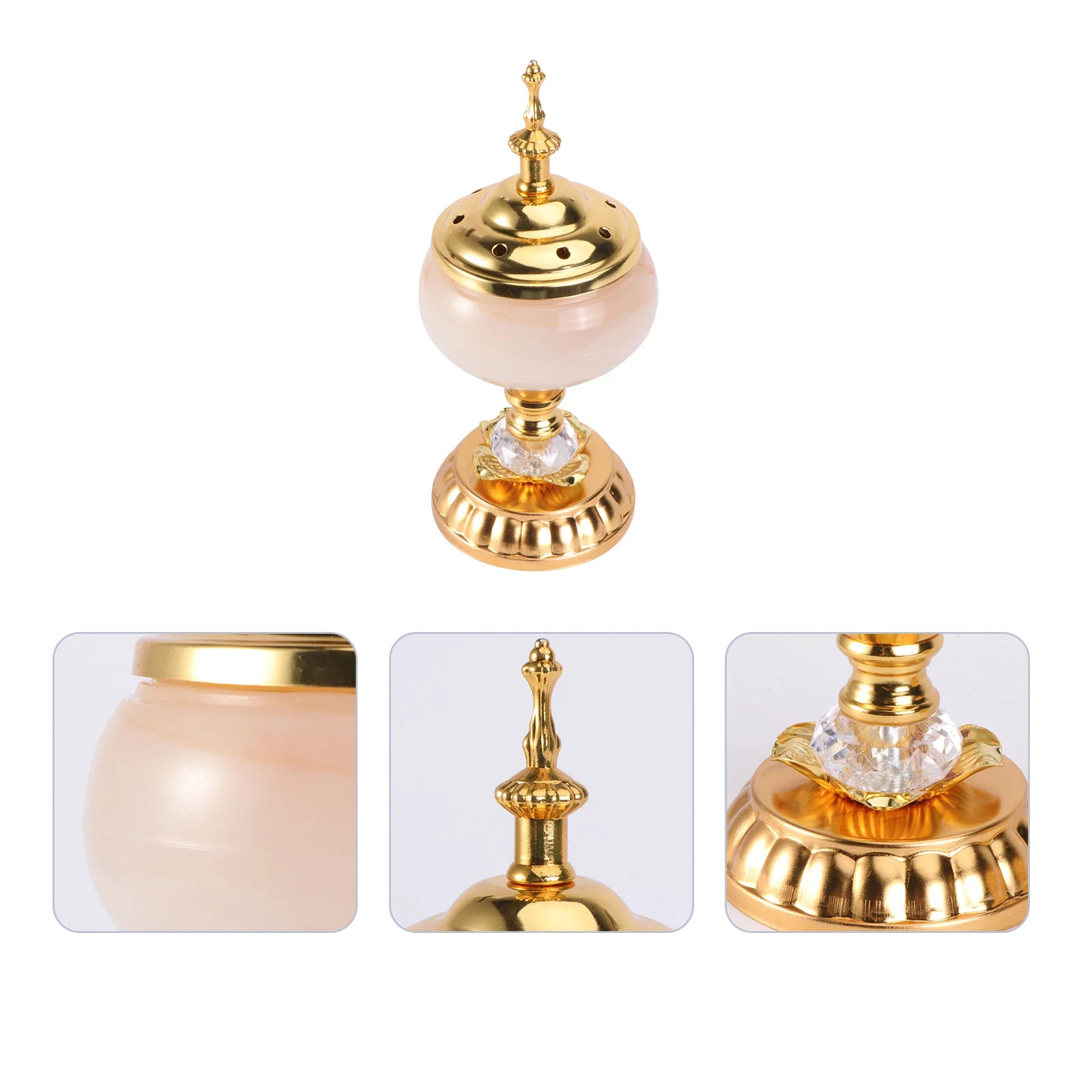 

1pc Home Use Imitation Jade Aromatherapy Furnace Candle Metal Incense Burner