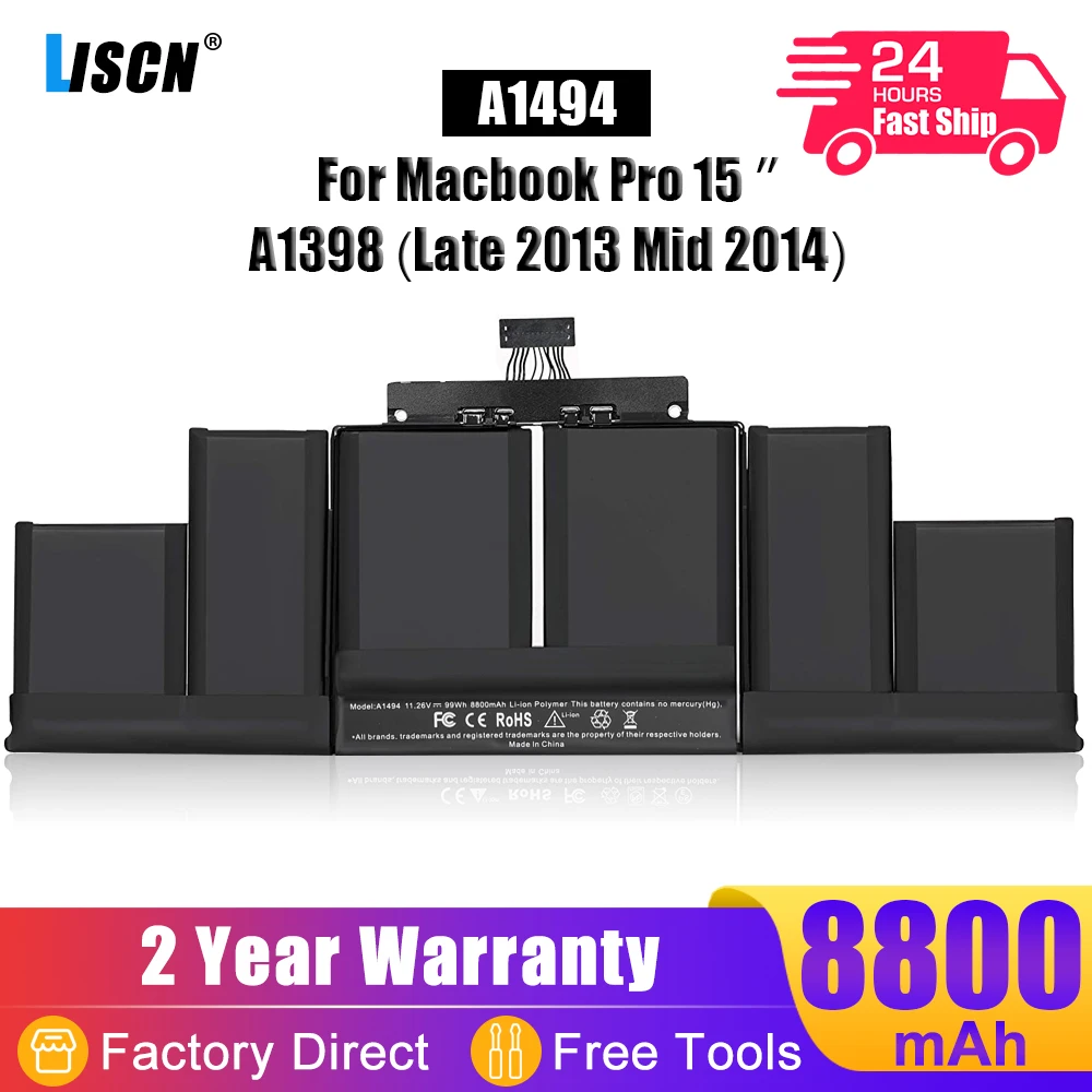LISCN 11 26 В A1494 Аккумулятор для ноутбука Apple Macbook Pro 15 дюймов A1398 Retina (конец 2013 г. и