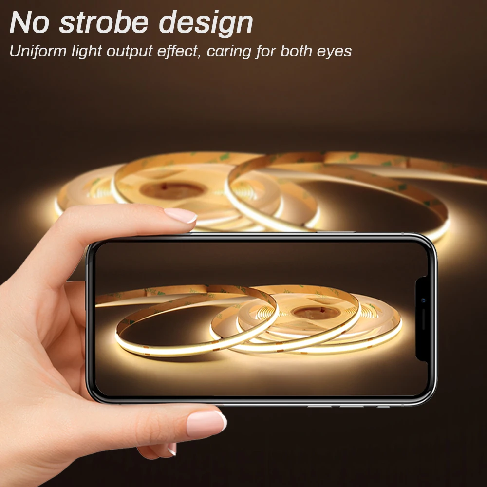 3 мм 5 COB Светодиодная лента 12 В 24 с регулируемой яркостью 3000K 4000K 6000K Гибкая