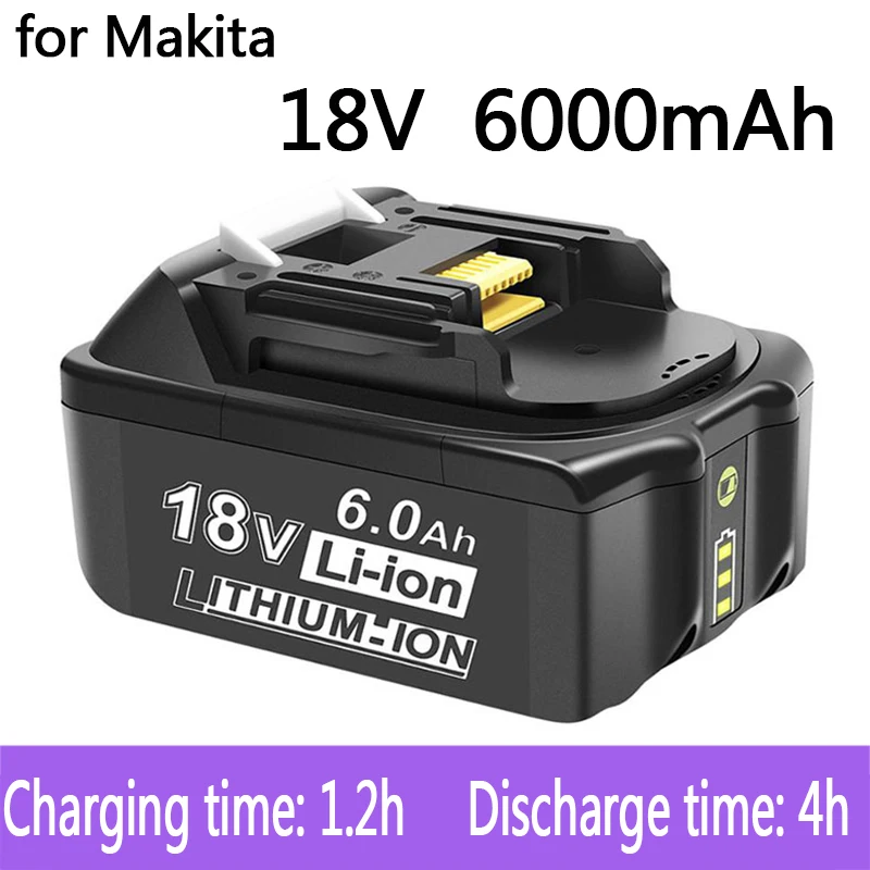 

100% Оригинальный Makita 18В 6.0Ah перезаряжаемый аккумулятор для электроинструментов 18В Makita со светодиодный литий-ионной заменой LXT BL1860B BL1860 BL1850