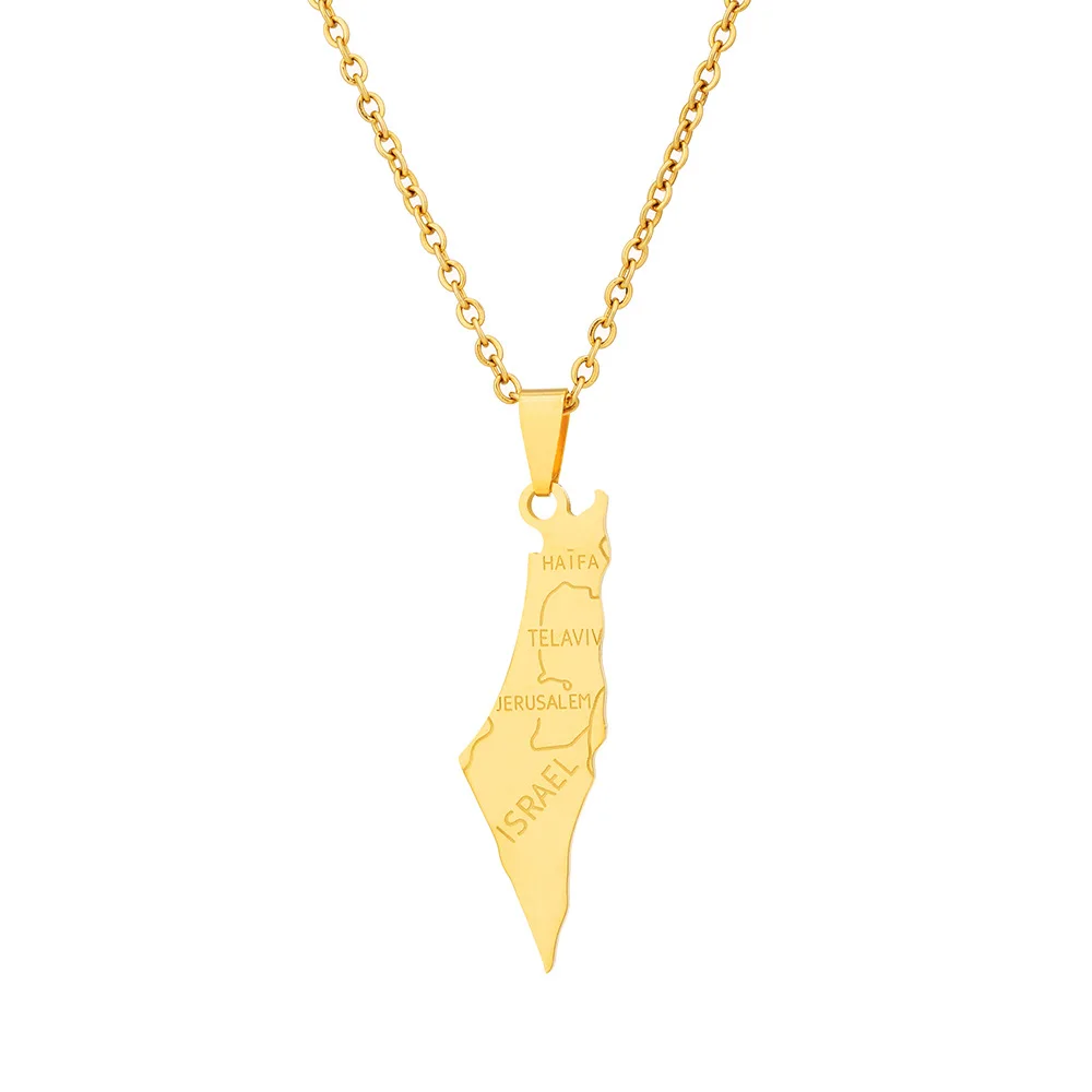 Ожерелье с подвеской в виде Арабской карты Палестины ожерелье из нержавеющей