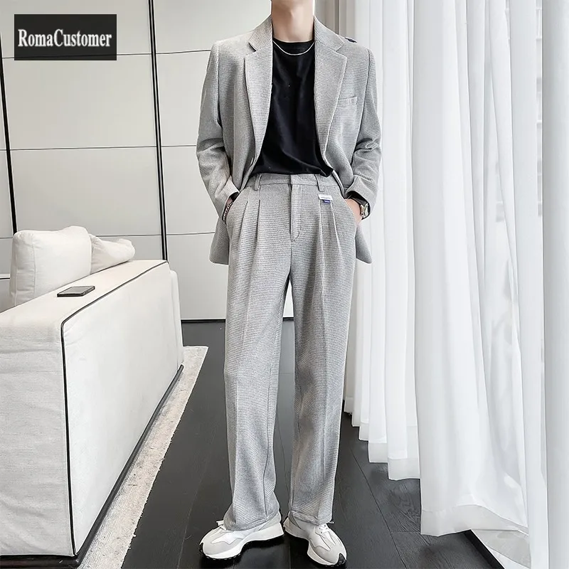 

Повседневные Костюмы, комплекты для мужчин и женщин, осенний Новый свободный Универсальный Блейзер, модные трендовые мужские жареные уличн...