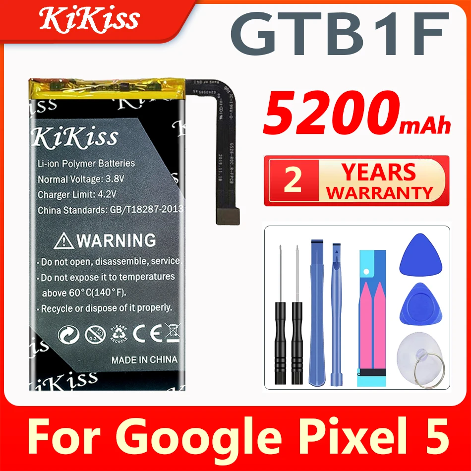 

Original KiKiss 5200mAh GTB1F Battery for Google Pixel 5 Pixel5 Mobile Phone Batteries ACCU Lithium Battery Spare Battery
