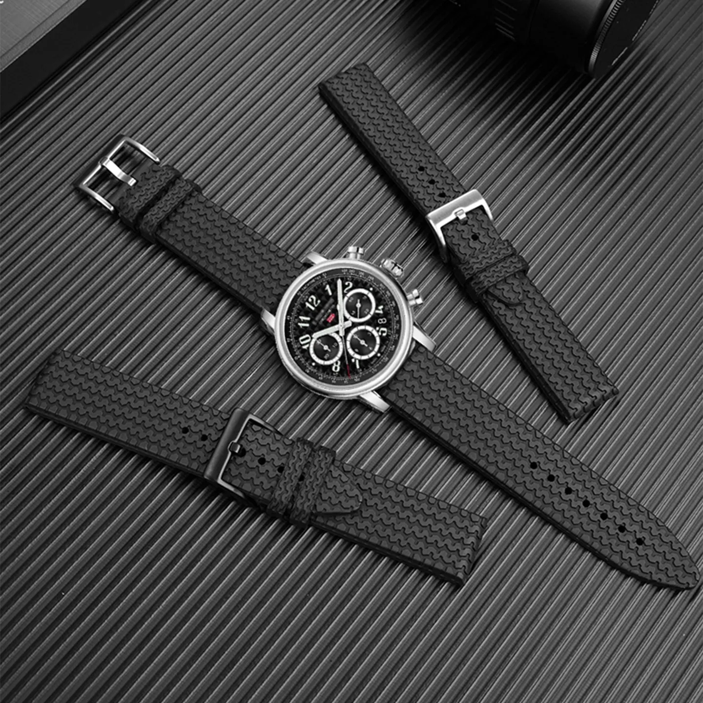 Фото Ремешок для часов из фторкаучука 21 мм 23 мм для Chopard MILLE MIGLIA серии 168511-3001 168589 168619, резиновый ремешок для часов, мужские браслеты №2