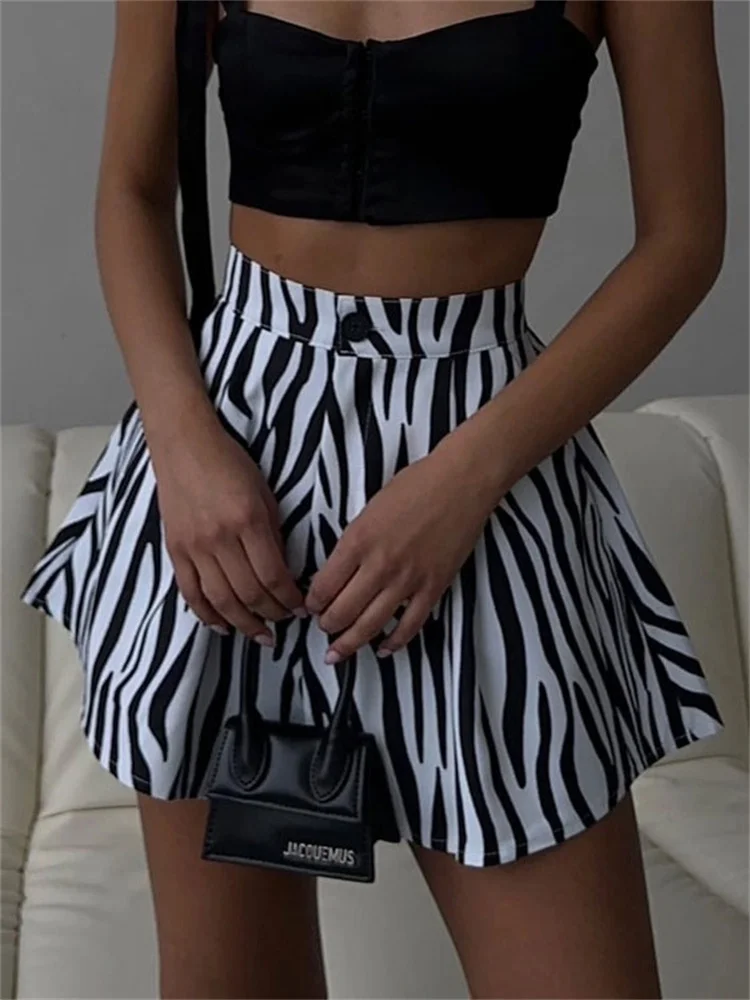 Tossy Zebra Printed Fashion Shorts For Women High Waist Streetwear Summer Casual Wide Leg Printed Female Slim Sexy Y2k Shorts