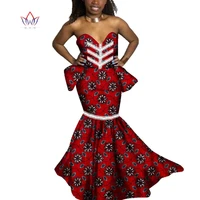 new brw african print evening long dresses dashiki african dresses for women african strapless low cut dresses for party wy4371