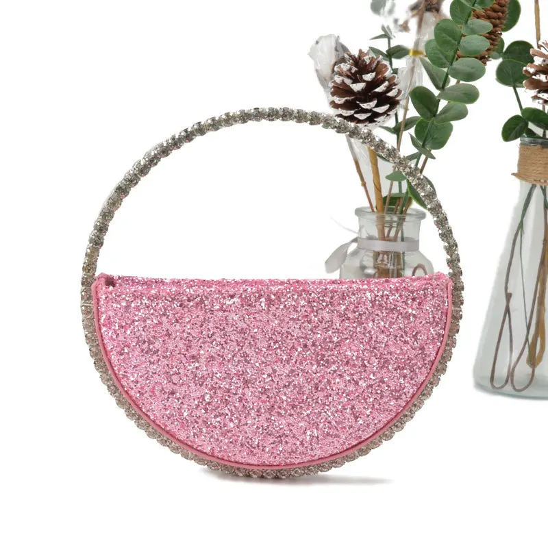 New Sequins with Diamonds Round Heart-shaped Clutch Bag with Diamonds Dinner Bag Fashion Women's Bags  Handbags  Purses Hand Bag