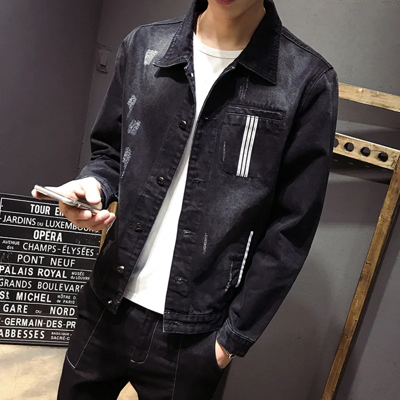 

Hong Kong Style Spring Autumn 2022 Denim Jacket Men's Korean Students All-match Handsome Loose Youth Retro Trend Teenager Jacket