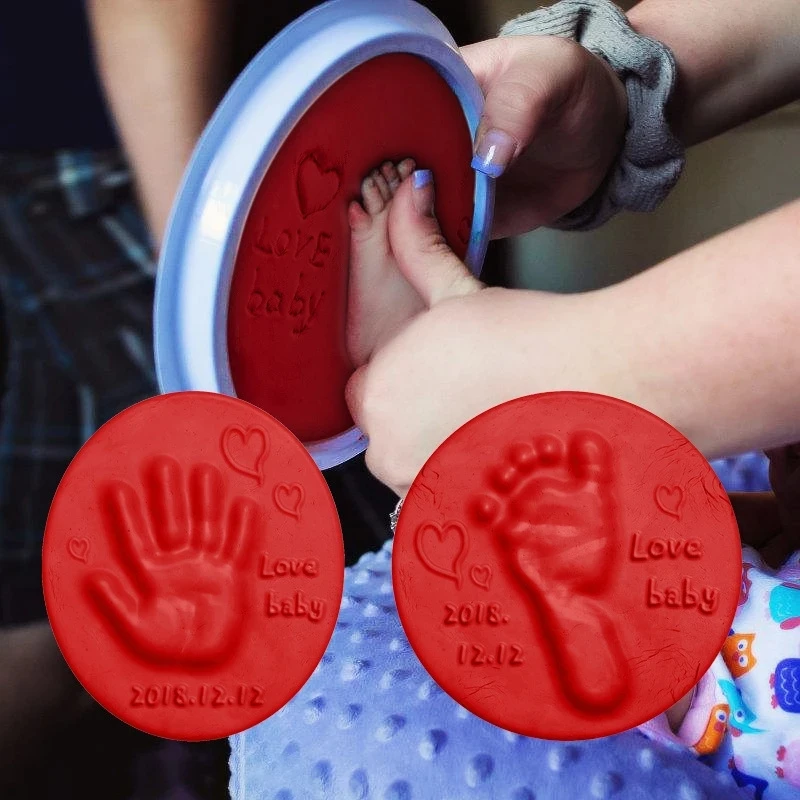 2pack Baby Care Air Drying Soft Clay Baby Handprint Footprint Imprint Kit Casting Parent-Child Hand Inkpad Fingerprint Kids Toys images - 6