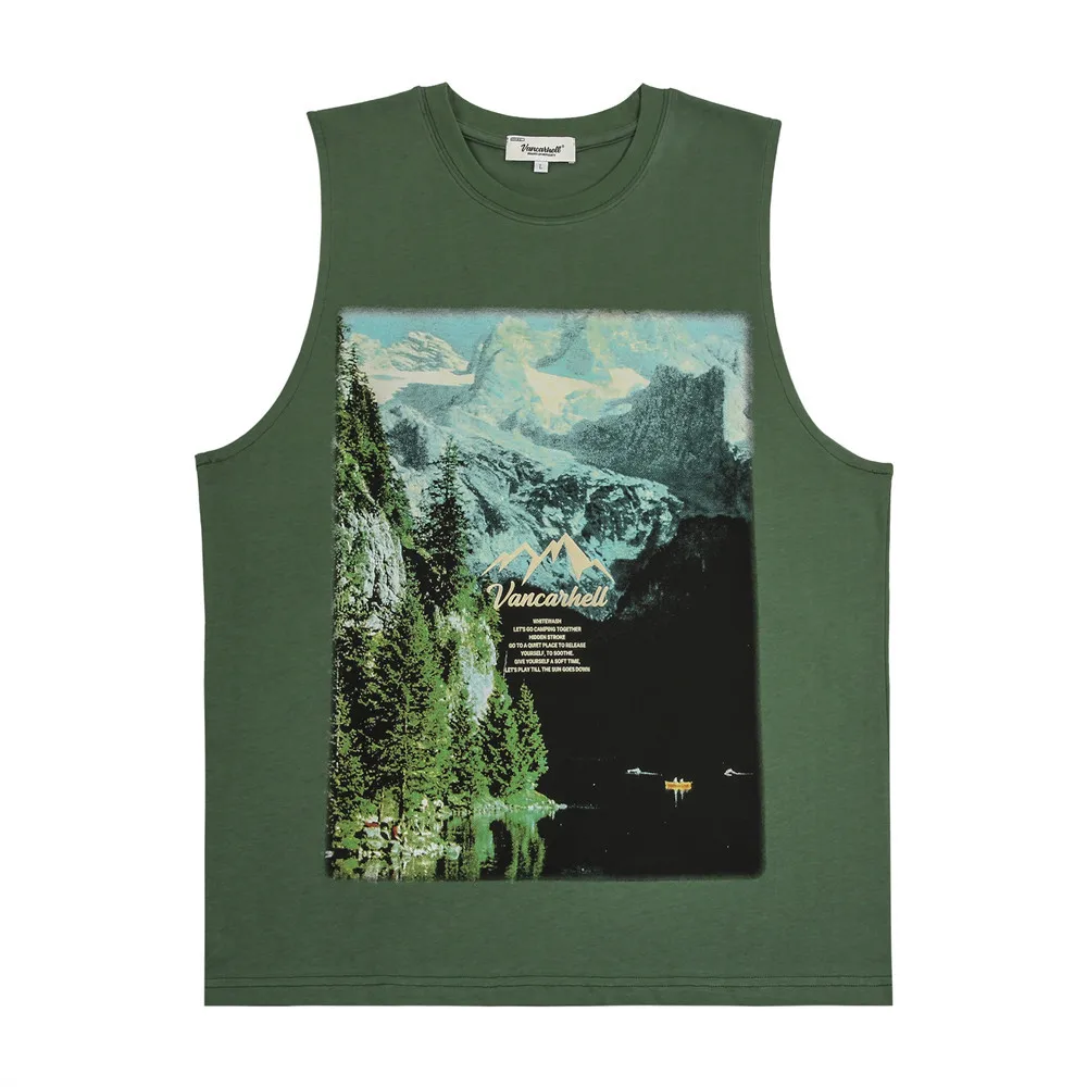 

Scenery Printed Tank Top Men Gym Clothing High Quality Sleeveless Top Men VANCARHELL