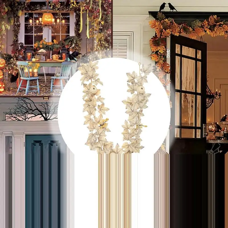5 футов венок с кленовыми листьями осенне-осеннее праздничное украшение белые