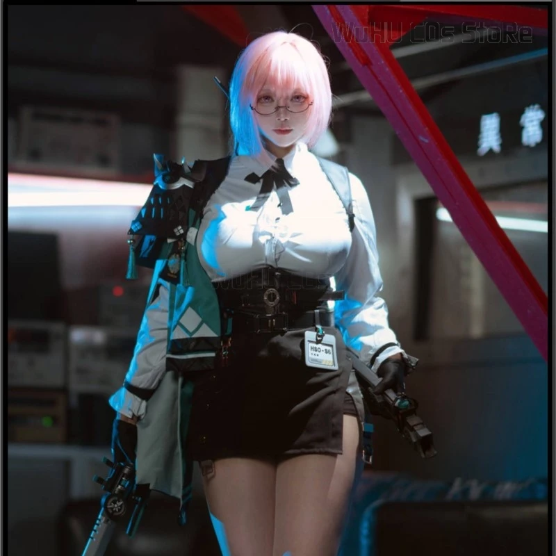 Игра Zenless Zone Zero Cos Tsukishiro Yanagi Косплей Костюм Платье Парик Розовый Eridu Хэллоуин