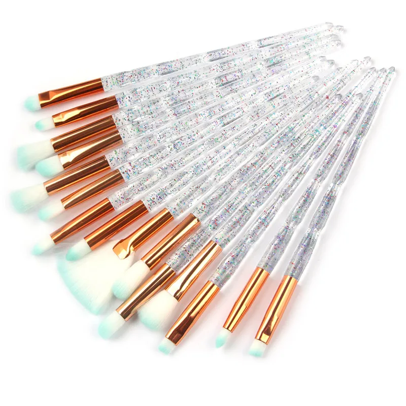 15pcs Diamond Makeup Brushes Set Eye Shadow Eyebrow Blending Powder Lip Concealer Fan Cosmetic Beauty Brush Tool Kit #281924 | Красота и