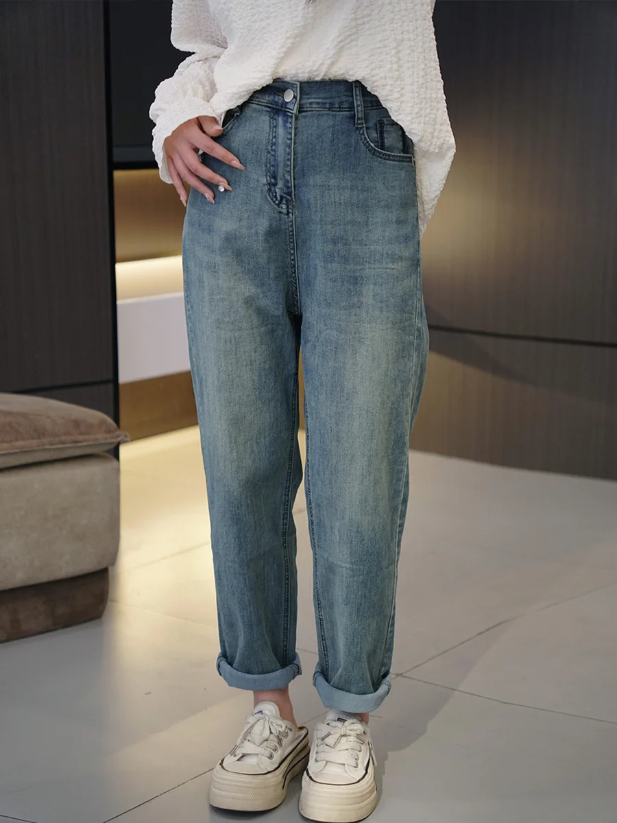 Женская одежда больших размеров брюки для папы контрастного цвета с карманами