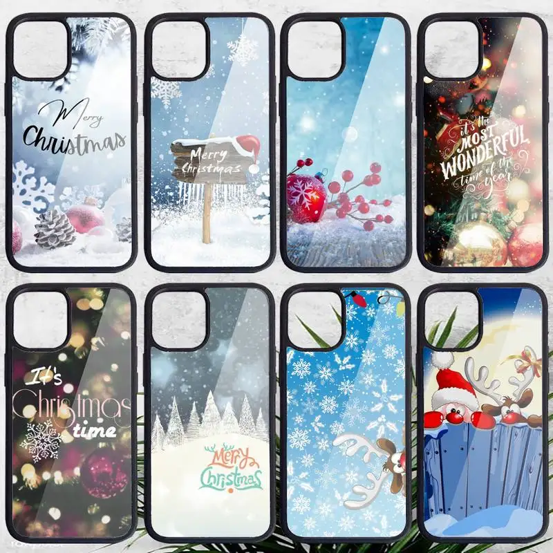 

merry christmas snowflake winter new year gifts Phone Case PC for iPhone 11 12 13 pro XS MAX 8 7 6 6S Plus X XR funda