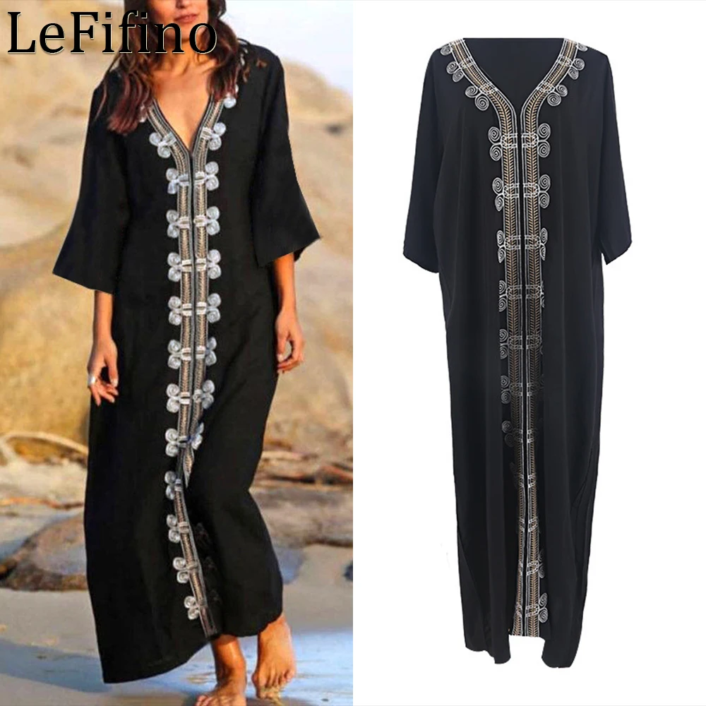 

Summer Fashion New Artificial Cotton Embroidered Robe Loose Beach Vacation Sun Protection Swimsuit Outerwear Bikini Cover Up