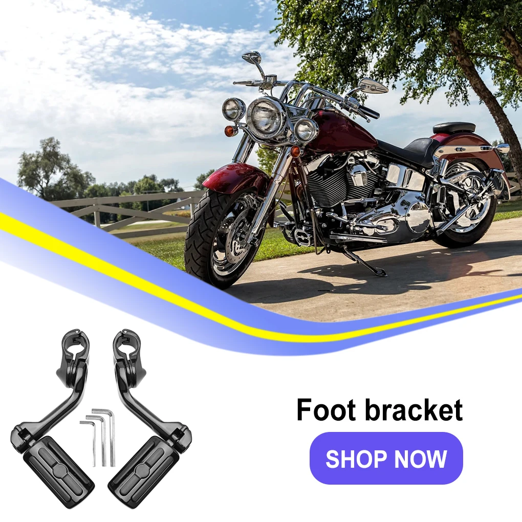 

1 Pair Motorcycle Pedals Aluminum Alloy with Mounting Bracket Clamps Upgrade Footrests Replacement Vehicles Attachment