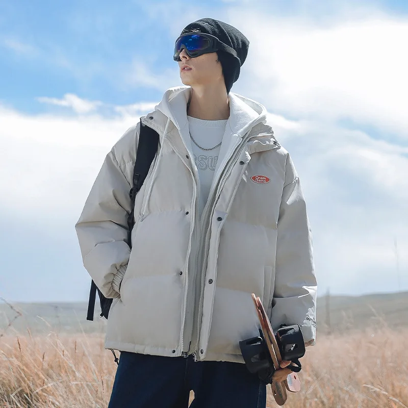 Winter Men's New Parka Fake Two Pcs Thicken Warm Hooded Parka Fashion Simple High Quality Couple's Streetwear Vintage Coat Men