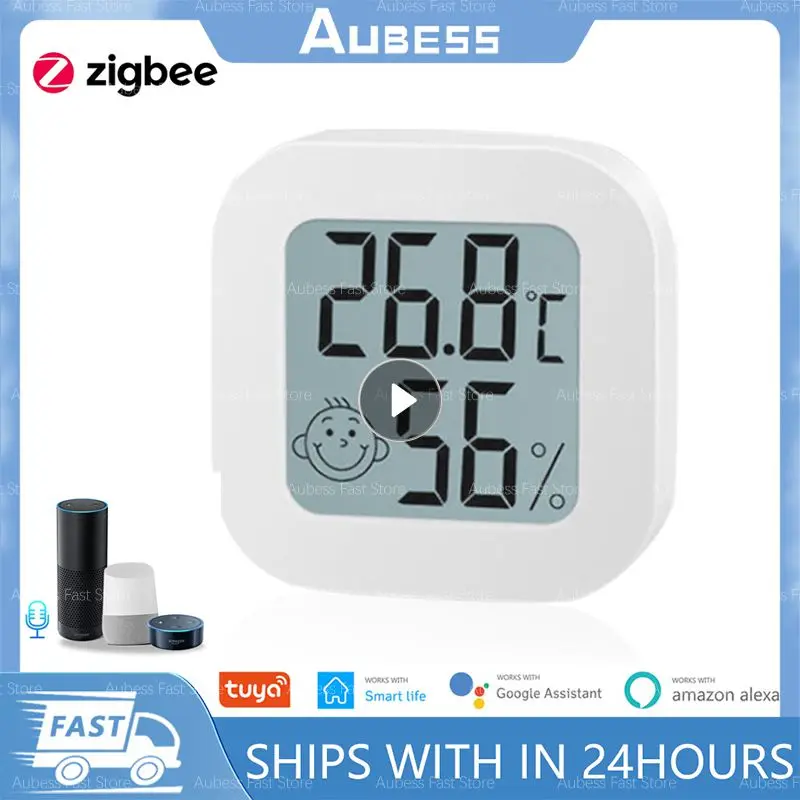 

Умный датчик температуры и влажности Tuya ZigBee, ЖК-дисплей для автоматизации умного дома, с дистанционным управлением, поддержка Alexa Home Smartlife
