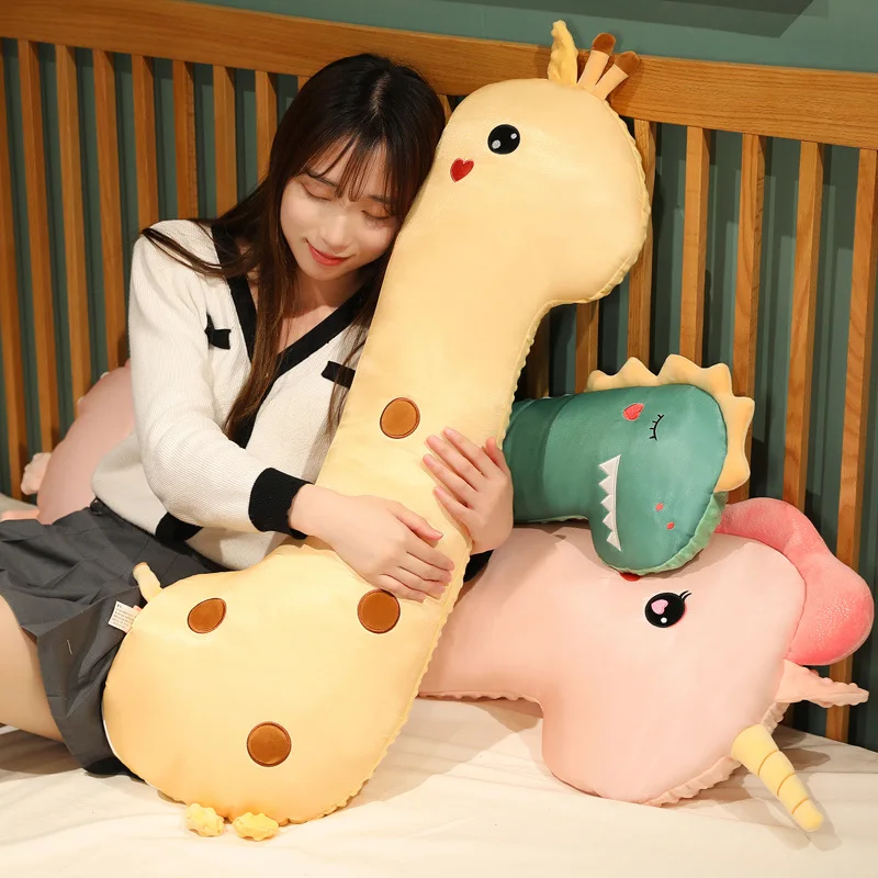 

70/85/110CM Giant Dinosaur Unicorn Giraffe Plush Long Pillow Kawaii Animal Peluches Toy Stuffed Soft Sleeping Cushion for Girls