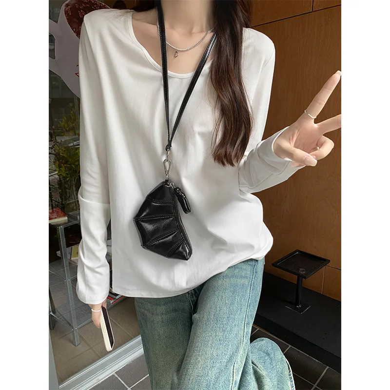 Белая футболка Desireu с длинными рукавами и драпировкой в стиле Idle женская