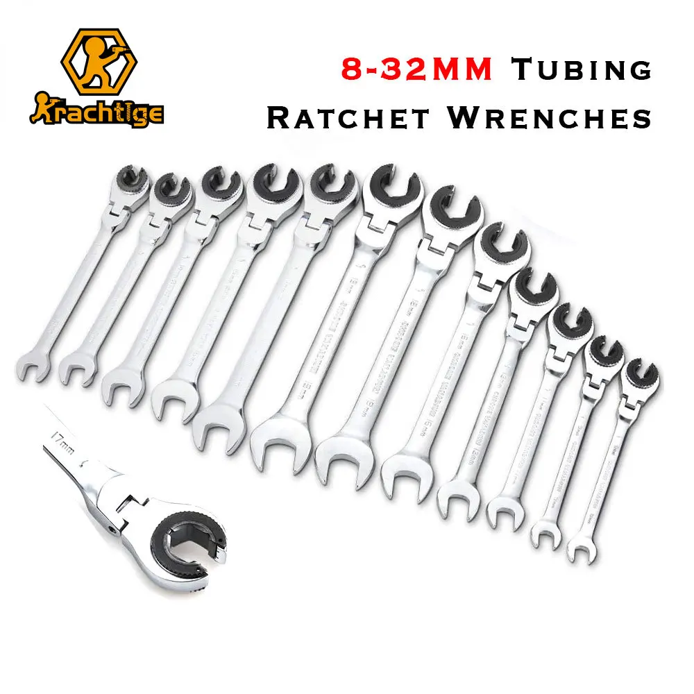 Krachtige 8-32MM Tubing Ratchet Wrench with Open Flexible Head 72 Teeth For Car Repair Oil Wrenches Hand Tools