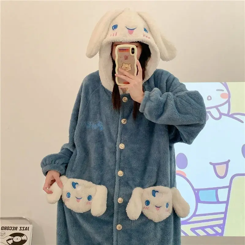 

Новая Пижама Sanrio Hello Kitty Cinnamoroll, мультяшная Милая бархатная пижама с длинными рукавами, теплая и удобная Пижама для студентов