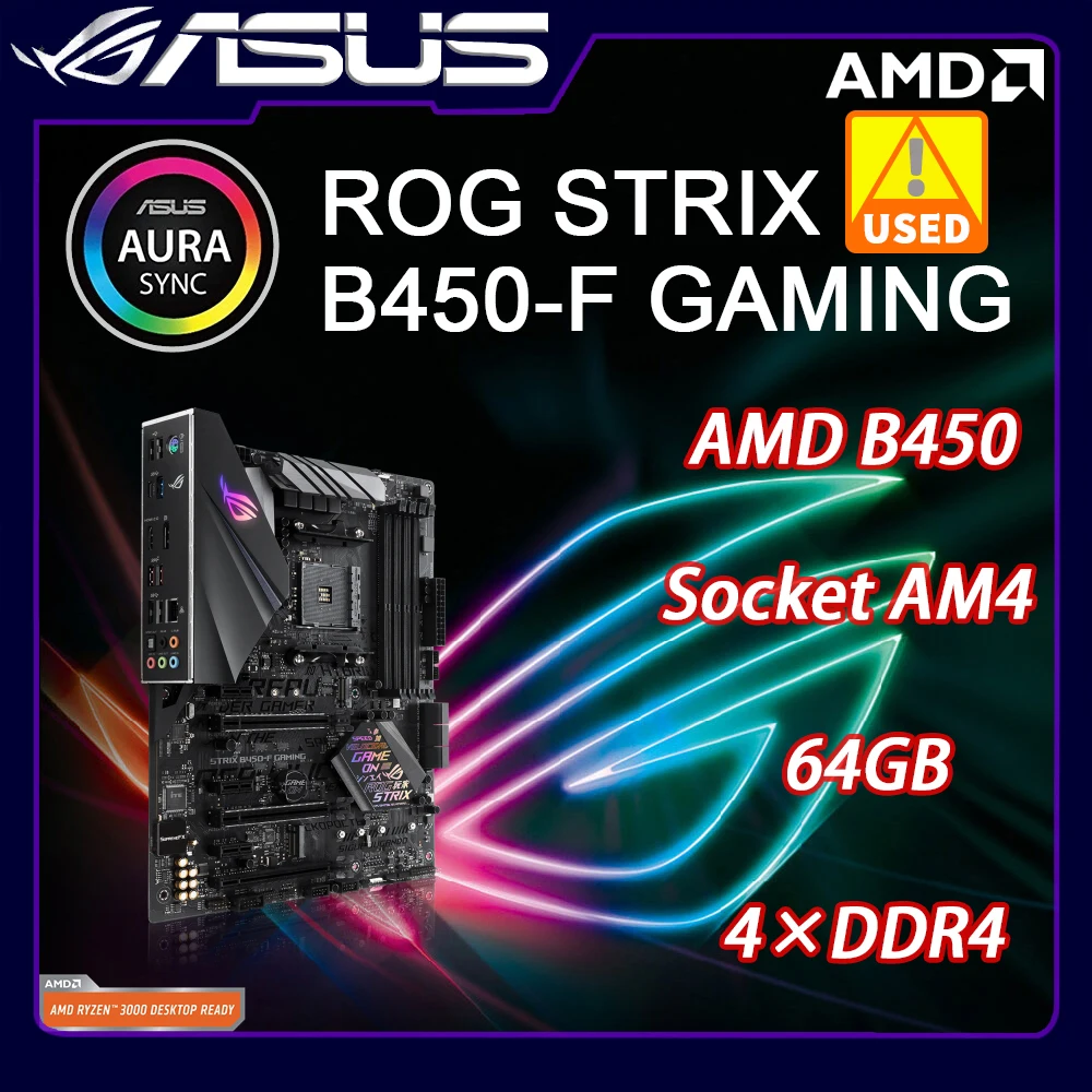 Материнская плата ASUS ROG STRIX для майнинга системная AM4 с поддержкой AMD Ryzen 5 5600G CPU B450M