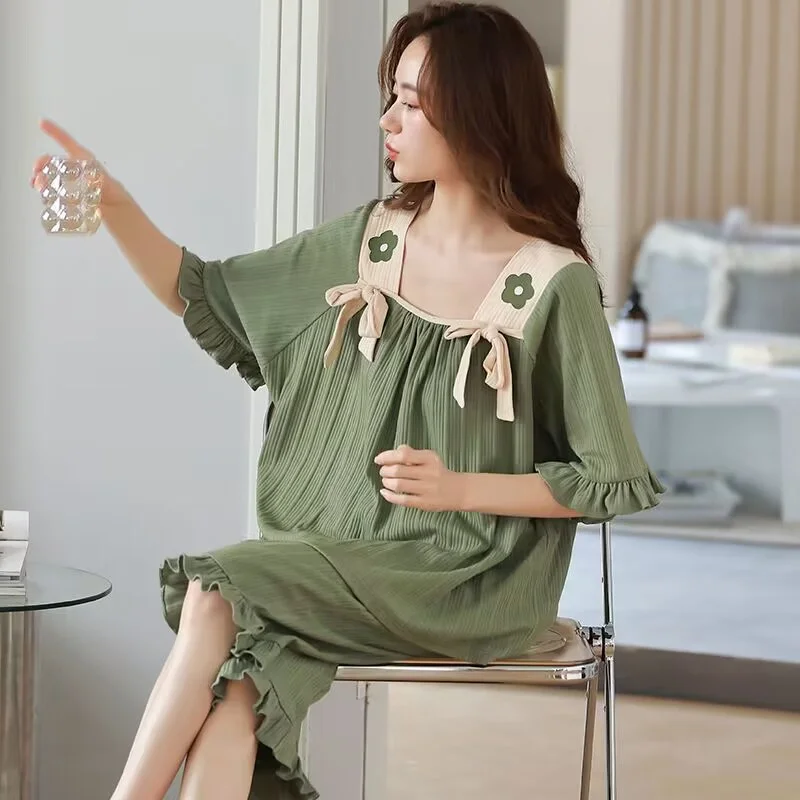 Summer Pajamas Set Short Sleeve Tops Shorts 2Piece/Set Spring Casual Sweet Cartoon Pyjama Big Size Homewear Cozy Sleepwear