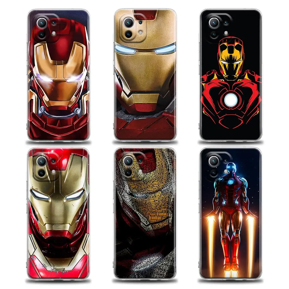 

Ironman Transparent Case For Xiaomi Mi 12 11 Lite 5G NE 11X 12X 13 12T Pro 9T Note 10 For Poco X3 Pro NFC M3 F3 M5s Cover Marvel