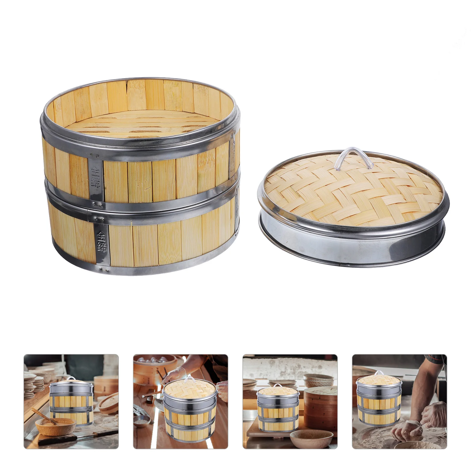 

Bao Steamer Cookware Pot Cooking Steamed Bun Cover Basket Stainless Steel Cypress