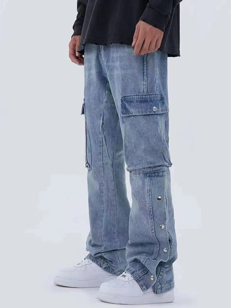 Brand Jeans Y2k Retro Trend Hip-hop Straight-leg Pants Loose Casual Tooling Wide-leg Pants Street Men's Wear Y2k Jeans Men Baggy