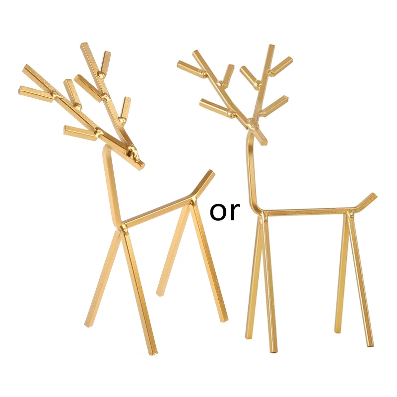 

3D Golden Deer Jewelry Display Stand Necklace Earrings Organizer Tree Geometric Deer Tower Rack for Rings Bracelets M17