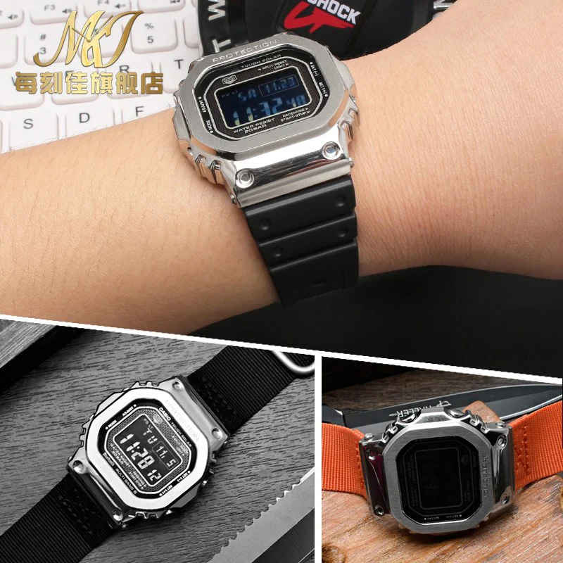Высококачественный нейлоновый ремешок для часов Casio Small Cube GMW-B5000 BRIC Холщовый
