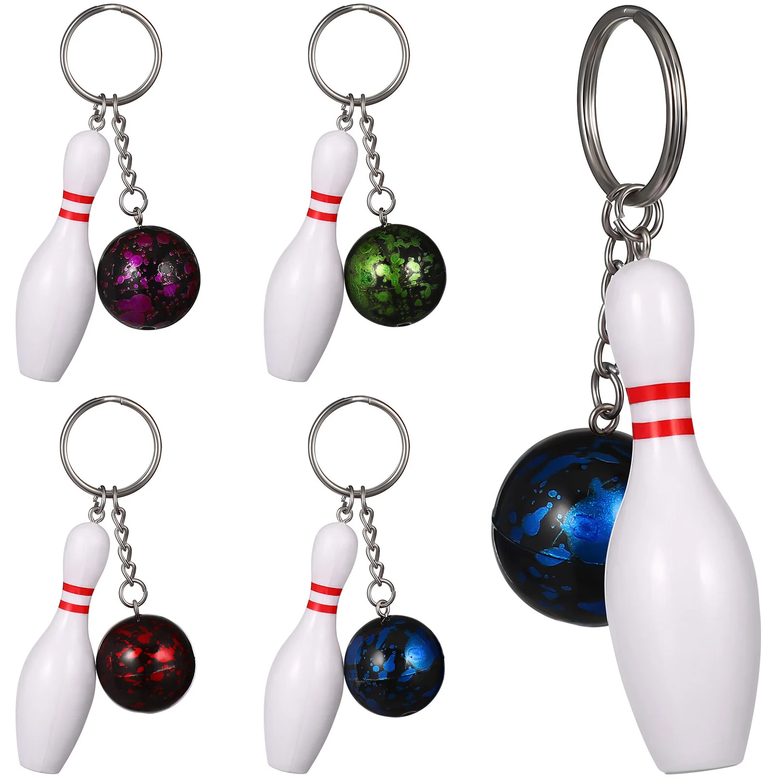 

10 Pcs Lanyard Key Holder Creative Ring Bowling Keychains Car Accesories Pendant Rings Men Pins Gifts