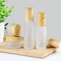 30ml50ml80ml10g20g30g empty bottle space saving matte surface with wood grain lid glass cosmetics spray bottle for travel