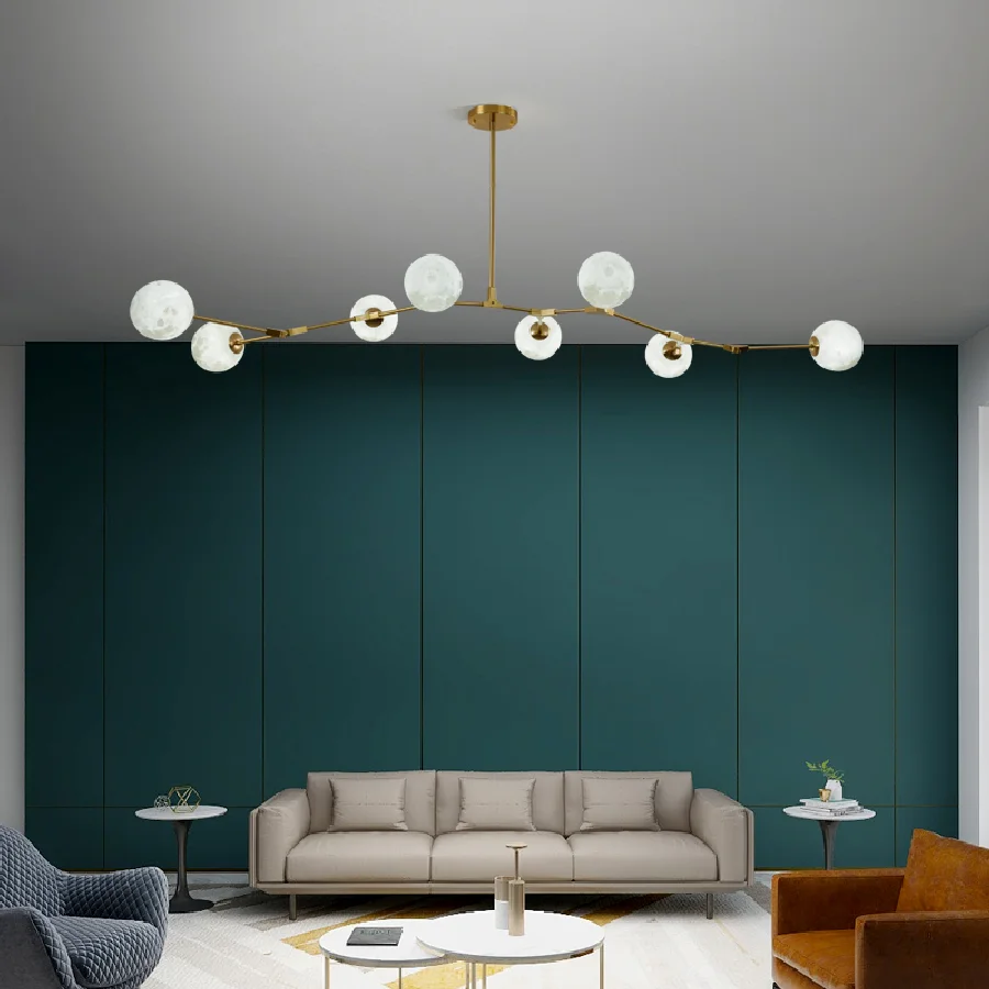 

Современная зеркальная Люстра для столовой, люстра с длинным светом в скандинавском стиле для дома, гостиной, спальни, кухни, стеклянная люс...