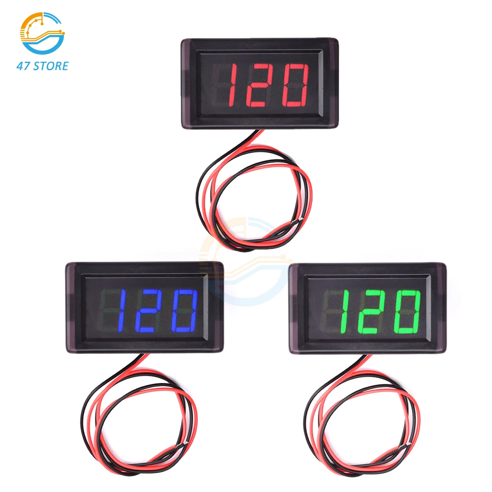 Цифровой вольтметр, 0,56 дюйма, цифровой вольтметр, панель измерения напряжения, красный/синий/зеленый, для автомобиля